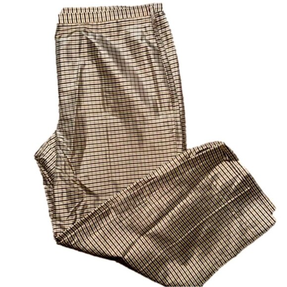 Michael Kors VINTAGE GRADE A GOLD SHIMMER SILK checkered stright leg trousers 6 - Picture 2 of 6